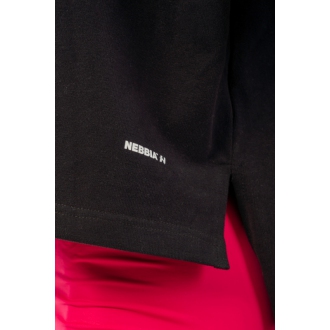 NEBBIA - Voľné crop tričko z organickej bavlny 417 (black)
