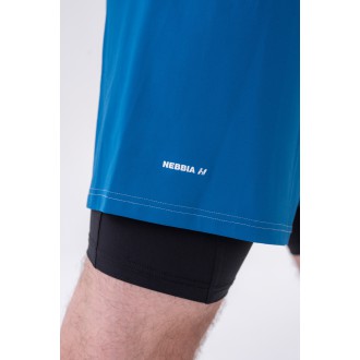 NEBBIA - Pánske fitness kraťasy s vreckami na mobil 318 (blue)