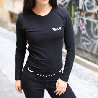 Exalted - Dámske fitness tričko s dlhým rukávom X1 (čierna)