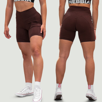 NEBBIA - Legínové šortky s vysokým pásom FIT&SMART 575 (dark brown)